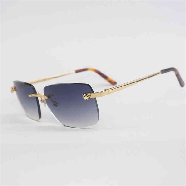 

73% off factory sale vintage rimless leopard style sunglasses men oculos shade metal frame square gafas women for beaching driving accessori, White;black