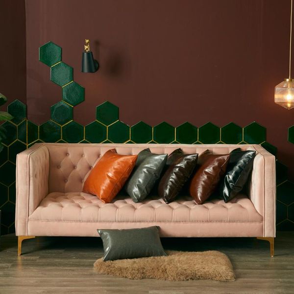 

cushion/decorative pillow luanqi multi-size modern light luxury imitation leather pillowcase waterproof cushion cover sofa throw living room