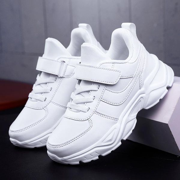 

children's white shoes waterproof leather comfortable boys girls sneakers athletic & outdoor, Black