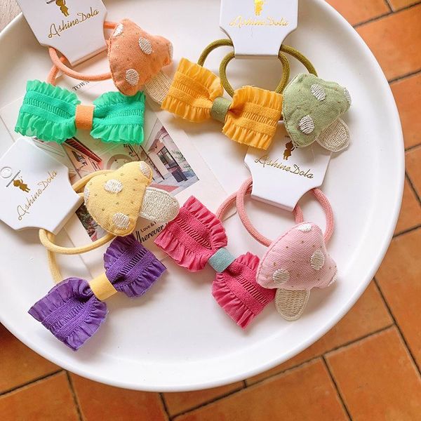 

hair accessories simple bow rope girls cartoon rubber band sweet ties baby headdress for children fashion, Slivery;white