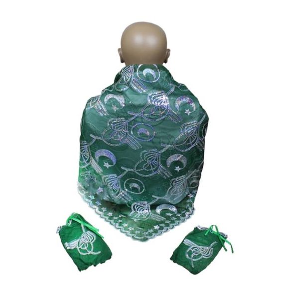 

bridal veils groom shoulder cover set with gloves henna moon star ottoman tugra sequins silvery motif green red, Black