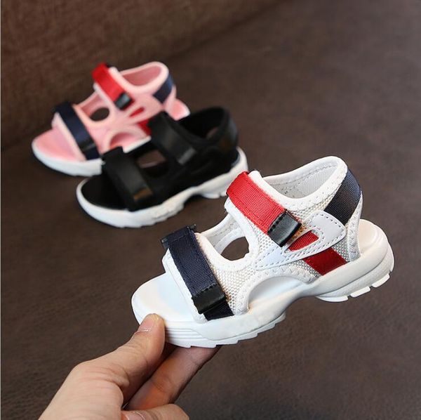 

girls boys brands summer sandals children soft sole beach anti-slip cozy cute kids sport shoes sneakers, Black;red