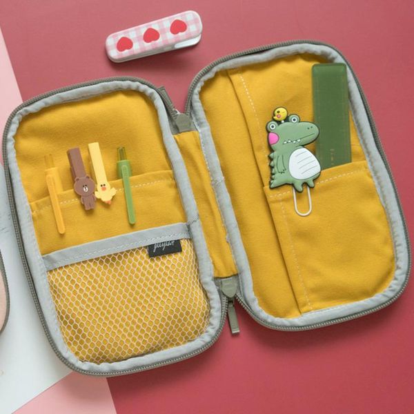 

storage bags korean canvas pencil case for girls box bag cute pencilcase stationery kawaii kids journal school supplies