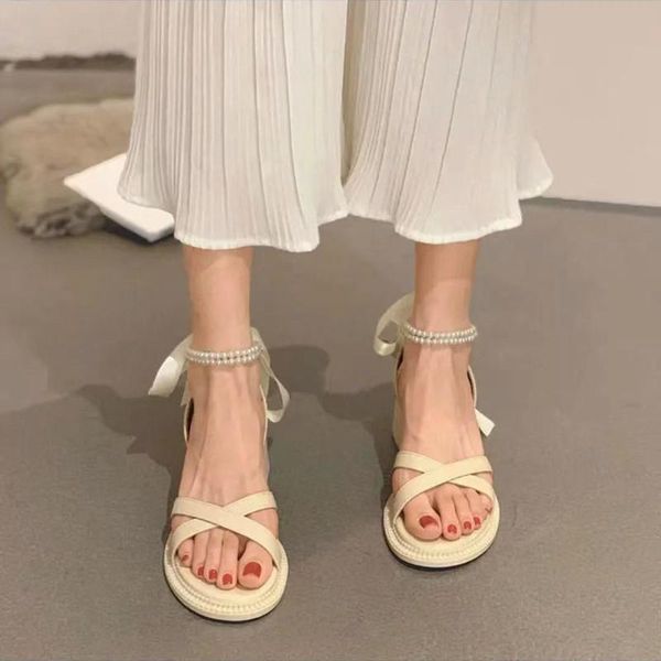 

sandals ankle strap women shoes block heels womenparty sandalias classic ladies high summer gladiator, Black