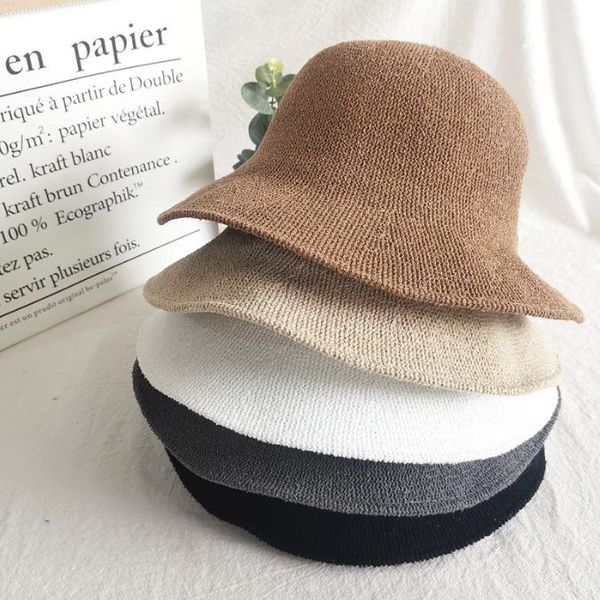 

wide brim hats spring and summer pure color fisherman's hat female korean basin sunshade travel sun protection folding leisure small, Blue;gray