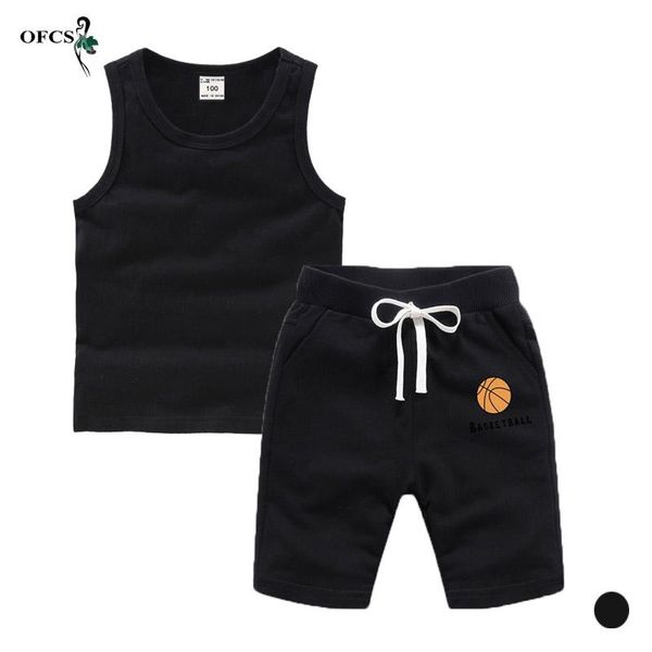 

clothing sets summer boys clothes solid pure color vest + cotton sports short 2pcs combination leisure children suit for kids under 2-12y, White