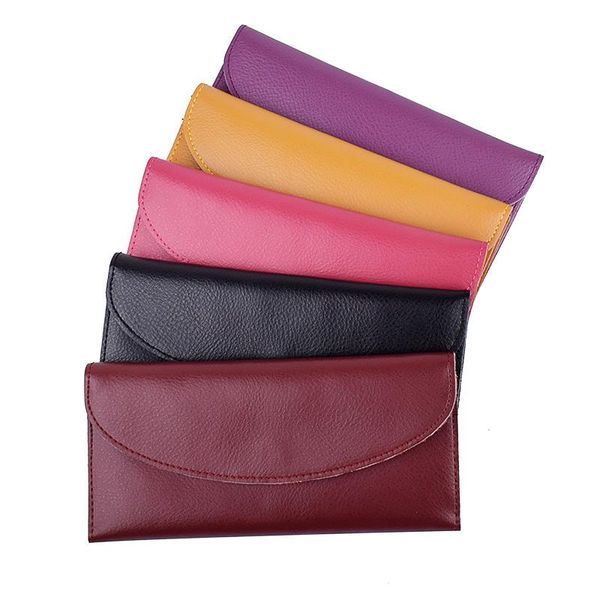 

card holders leather women wallet long coin purse simple trifold hasp design high capacity bag cards id holder clutch ladiy money clip, Brown;gray