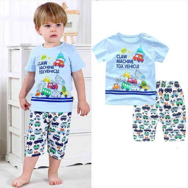 

6m-4y cartoon kids clothing sets cotton short sleeve clothes set summer children t-shirt two-piece sets baby boys girls wear, White