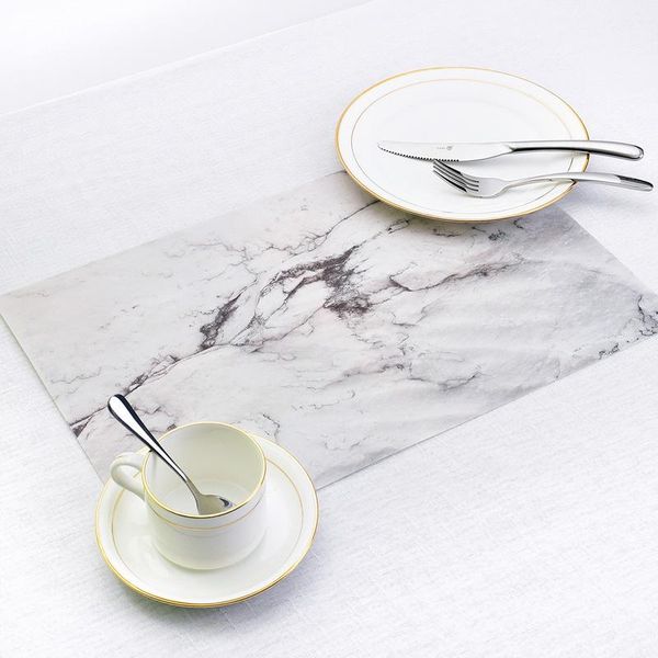 

mats & pads 2pcs waterproof pvc table mat oil-proof placemat non-slip temperature heat insulation marble stripe design for dinner