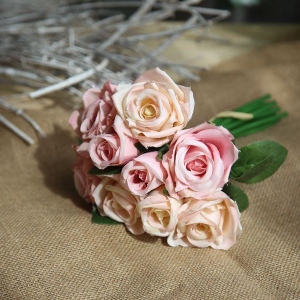 

simulation rose bouquet fake flower wedding hand home decoration plant bridal ribbon decorative flowers & wreaths