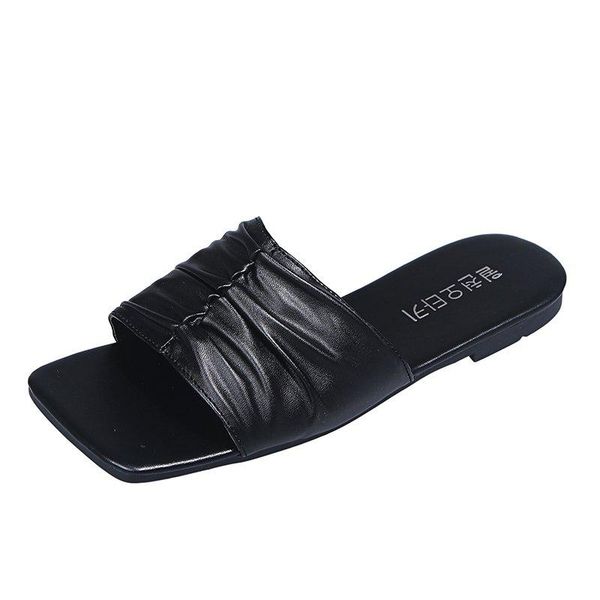 

slippers pure color women's 2021 summer fashion wild simple and elegant casual outdoor, Black
