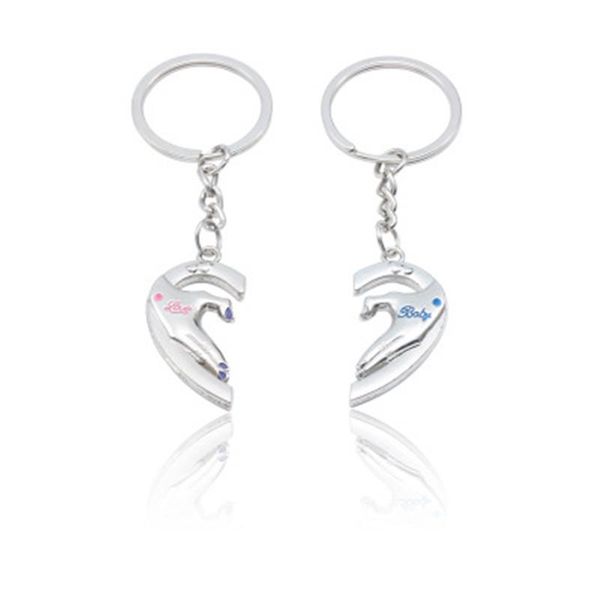 

keychains european and american fashion letters love you heart-shaped stitching couple keychain red style key chain jewelry, Silver