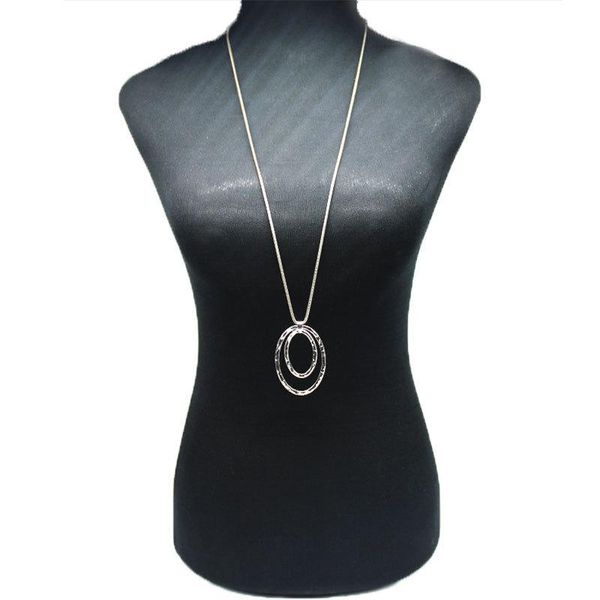 

fashion trendy clavicle chain exaggerated retro large circle necklace for women ladies summer party accessories gift pendant necklaces, Silver