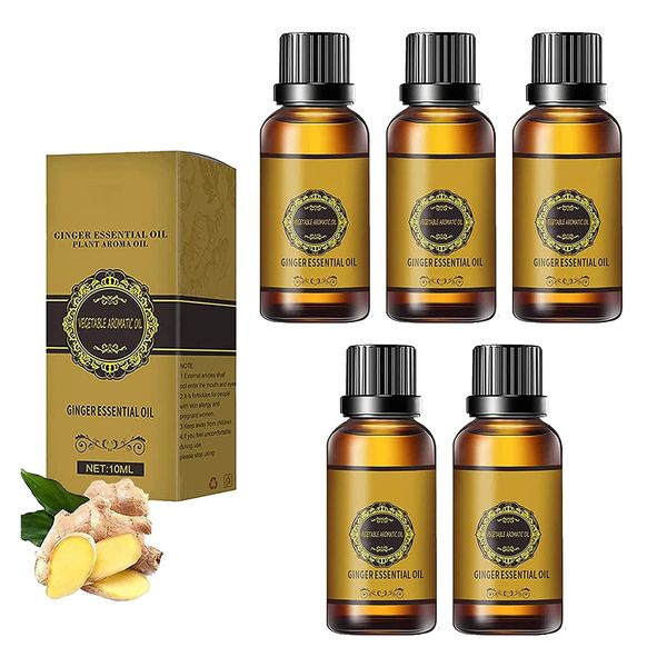 

freight eelhoe oem odm ginger oil glass bottle 10ml plant aromatherapy body massage humidifier water-soluble skin 5pcs