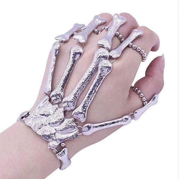 

bangle skull and crossbones ring one-piece bracelet with an opening for halloween bracelets, Black
