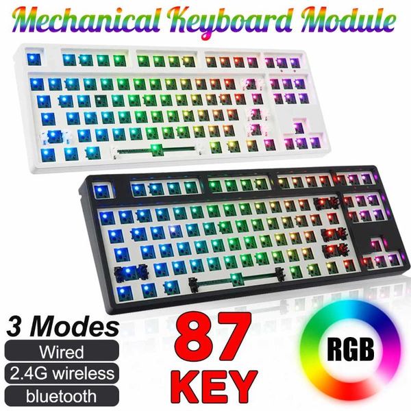 

keyboards 87 keys gaming mechanical keyboard swap wireless usb wired 3 mode with rgb backlight for pc computer gamer diy