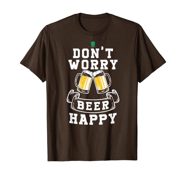 

don't worry beer happy - funny beer t-shirt, White;black