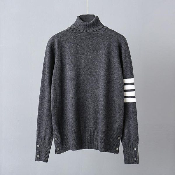 

men's sweaters 2021 fashion men slim fit turtleneck pullovers clothing striped cotton spring and autumn casual coat, White;black