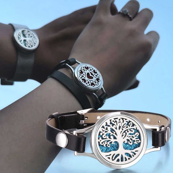 Nuovo albero della vita braccialetto aromaterapia braccialetto diffusore di olio essenziale medaglione profumo bracciali in pelle per braccialetti da donna