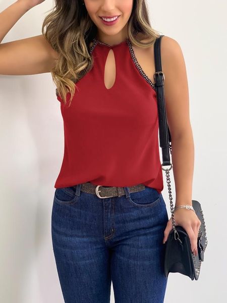 

women's tanks & camis summer fashion sleeveless solid color vest top, White