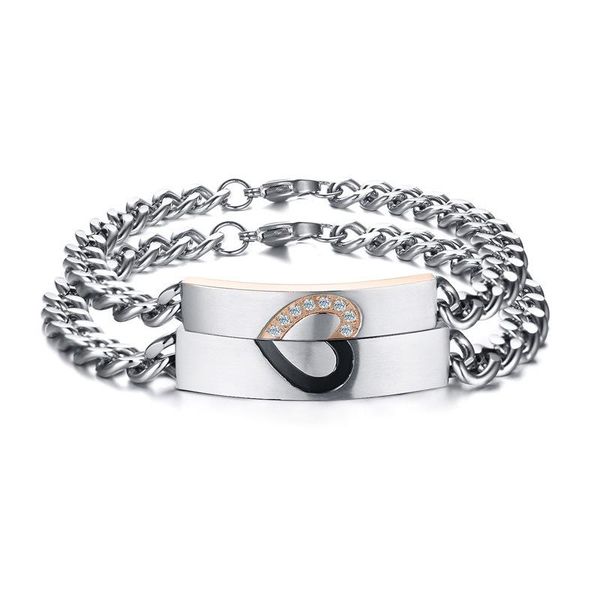 

link, chain pxm titanium mosaic puzzle lovers bracelet european and american jewelry, Black