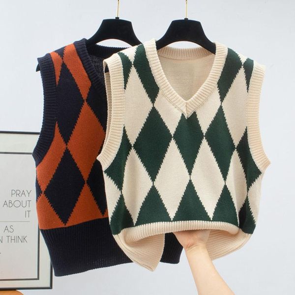 

women's sweaters women autumn winter fashion casual tank pullover female vintage elasticity knitted vest ladies sleeveless v-neck sweat, White;black