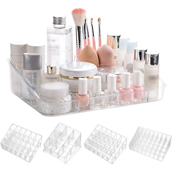

storage boxes & bins 9/24/40 grids clear lipstick box cosmetic nail polish display container stand organizer
