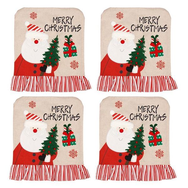 

chair covers christmas covers, set of 4 santa claus hat back for home kitchen decoration