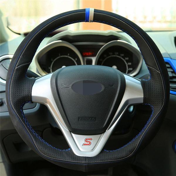 

steering wheel covers for fiesta 2008-2013 ecosport 2013-2021 black leather suede car cover