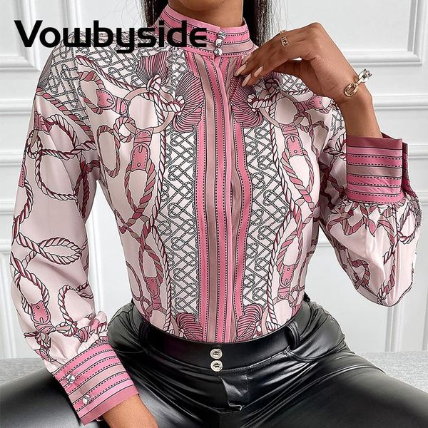 

women's blouses & shirts scarf print satin long sleeve women, White