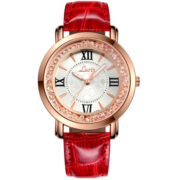 LSVTR Специальный текучий алмаз блестящий женские часы роскошные мода кварцевые женские часы красочные кожаные ремень студенческие наручные часы