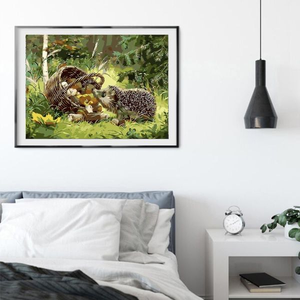 

paintings oil painting by numbers "hedgehog"drawing on canvas handpainted art gift diy picture number kits wall decor
