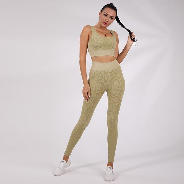 

yoga outfit 8 colors 2pcs snake seamless set running fitness gym suit sportwear women workout clothes for hiigh waist legging