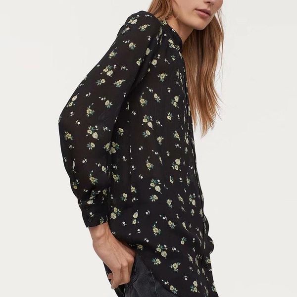 

women vintage summer blouses shirts 2021 long sleeve stand collar print casual female elegant street 9929 women's &, White