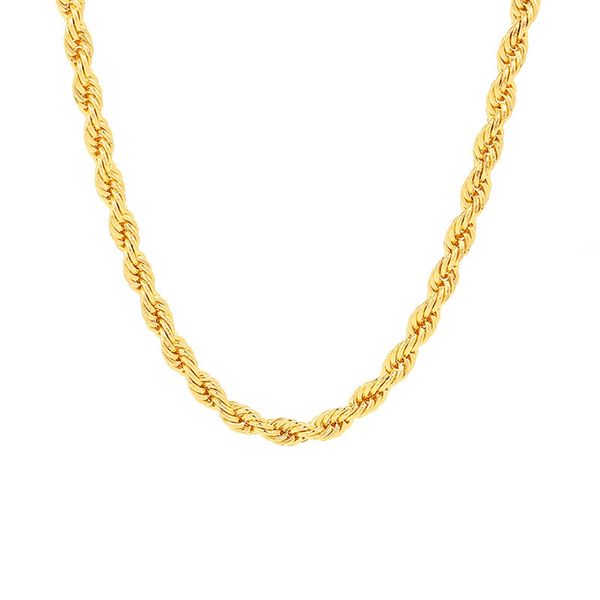 

4mm rope chain necklace men women clavicle jewelry 18k yellow gold filled classic twisted gift 60cm long, Silver