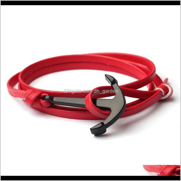 

charm bracelets fashion jewelry pu leather wrap bangle vikings sailing bracelet with nautical anchor alloy hook clasp drop delivery 2, Golden;silver