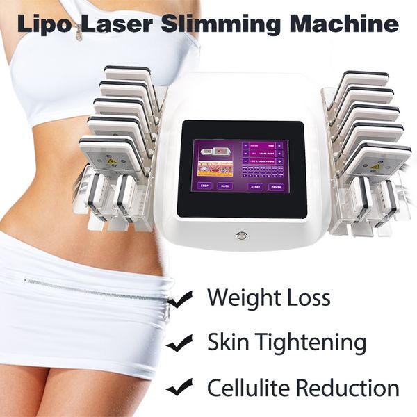 650nm Lipolaser LipOlaser Laser Slimming Beauty Machine Fat Removedor de Fatia Modelo de Perda de Peso 14 Pcs Pads