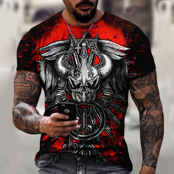 

men's t-shirts mens hip hop short sleeve t-shirt, streetwear, oversized, punk, 3d print, casual, loose, summer, skull pattern, White;black