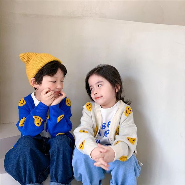 

blue spring autumn boys sweater jacket coat kidsÂ knitting overcoat outwear teenager children clothes pullover