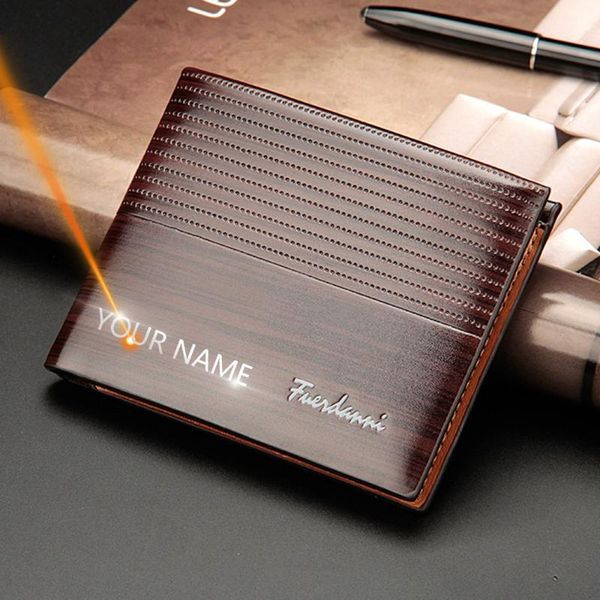 

wallets 2021 customized men name engraving short card holder male purse vintage coin, Red;black