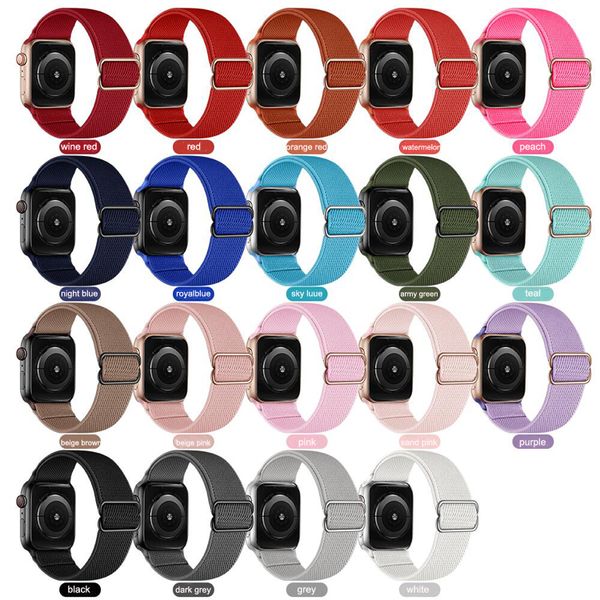 Banda de relógio de poliéster para Apple Watch Men Women 40mm 42mm 44mm 45mm de pulseira Substituição Compatível com Iwatch Series 1 2 3 4 5 6 7 8