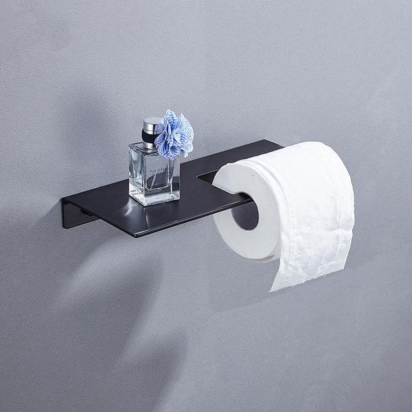 

toilet paper holders multifunctional black towel rack bathroom wall mounted storage shelf space aluminum holder