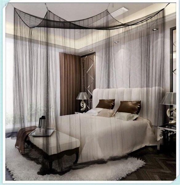 

mosquito net king size netting black bedding home deco 4 corner post bed canopy soft and breathe y polyester fabric