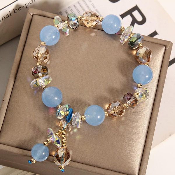 

link, chain in 2021, the fashion bohemia crystal bracelet beads, individuality creative national wind party jewelry gifts, Black