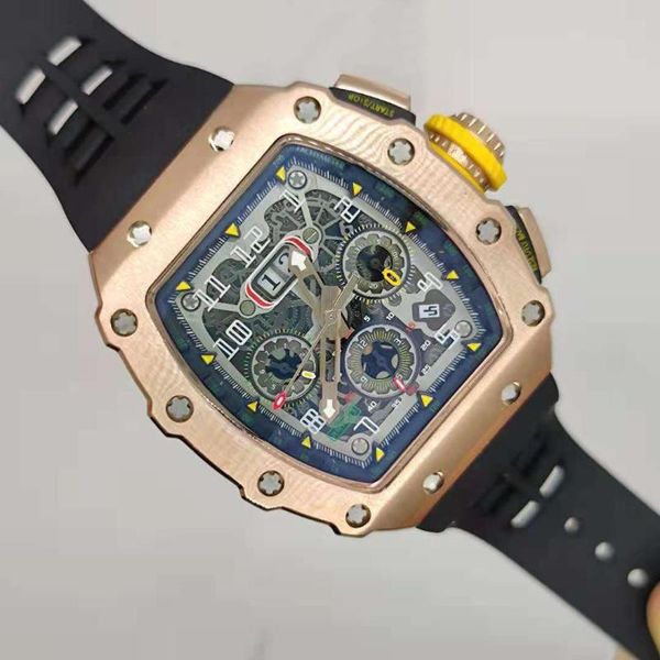 

wristwatches rose gold case automatic mechanical watches men limitde edition rubber strap business watch for, Slivery;brown