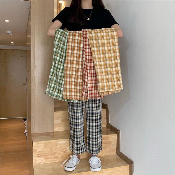 

women's pants & capris harajuku plaid women 2021 casual summer harem glrls high waist sweatpants cool green hip hop orange, Black;white
