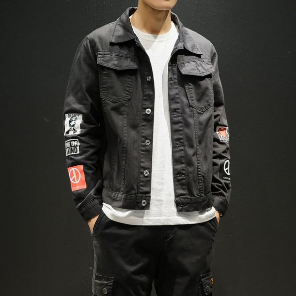 

Men's plus size Outerwear Spring Jeans Jaet Thin Print Large Couple S-5xl, Black