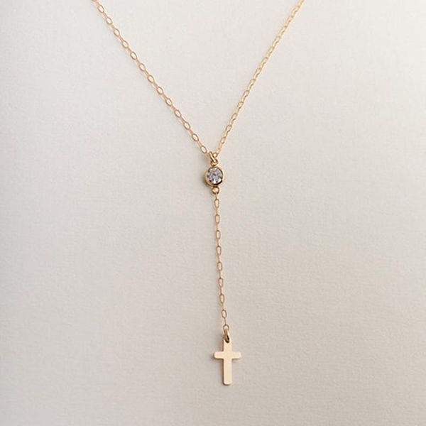 

pendant necklaces classic gold silver color cross necklace charming female fringed rhinestone choker fashion women's party jewelry gift