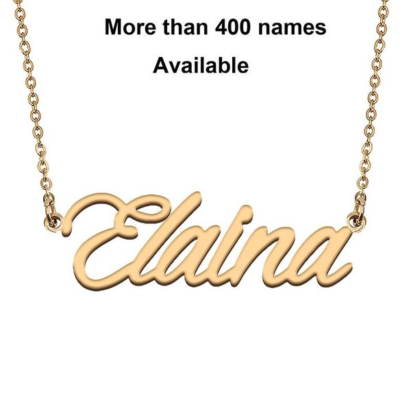 

chains cursive initial letters name necklace for elaina birthday party christmas year graduation wedding valentine day gift, Silver