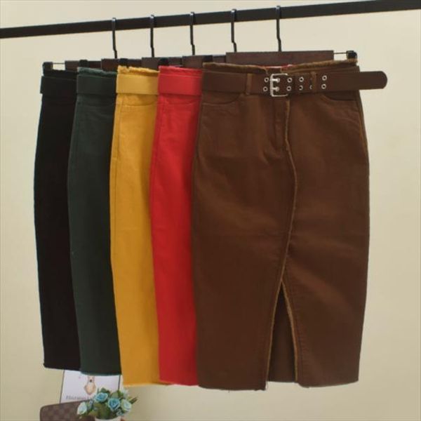 

spring summer red black women skirt green high waisted tassel stretch pencil denim womens elastic jeans skirts da188